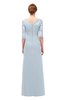 ColsBM Lorin Illusion Blue Bridesmaid Dresses Column Floor Length Zipper Elbow Length Sleeve Lace Mature