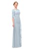 ColsBM Lorin Illusion Blue Bridesmaid Dresses Column Floor Length Zipper Elbow Length Sleeve Lace Mature