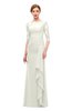 ColsBM Lorin Ivory Bridesmaid Dresses Column Floor Length Zipper Elbow Length Sleeve Lace Mature