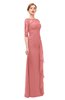 ColsBM Lorin Lantana Bridesmaid Dresses Column Floor Length Zipper Elbow Length Sleeve Lace Mature