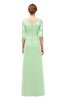 ColsBM Lorin Light Green Bridesmaid Dresses Column Floor Length Zipper Elbow Length Sleeve Lace Mature