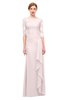 ColsBM Lorin Light Pink Bridesmaid Dresses Column Floor Length Zipper Elbow Length Sleeve Lace Mature