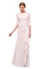 ColsBM Lorin Light Pink Bridesmaid Dresses Column Floor Length Zipper Elbow Length Sleeve Lace Mature