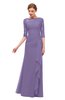 ColsBM Lorin Lilac Bridesmaid Dresses Column Floor Length Zipper Elbow Length Sleeve Lace Mature