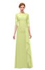 ColsBM Lorin Lime Green Bridesmaid Dresses Column Floor Length Zipper Elbow Length Sleeve Lace Mature