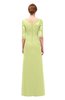 ColsBM Lorin Lime Green Bridesmaid Dresses Column Floor Length Zipper Elbow Length Sleeve Lace Mature