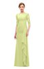 ColsBM Lorin Lime Sherbet Bridesmaid Dresses Column Floor Length Zipper Elbow Length Sleeve Lace Mature