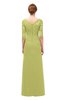ColsBM Lorin Linden Green Bridesmaid Dresses Column Floor Length Zipper Elbow Length Sleeve Lace Mature