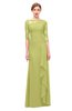 ColsBM Lorin Linden Green Bridesmaid Dresses Column Floor Length Zipper Elbow Length Sleeve Lace Mature