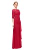 ColsBM Lorin Lollipop Bridesmaid Dresses Column Floor Length Zipper Elbow Length Sleeve Lace Mature