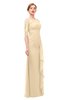 ColsBM Lorin Marzipan Bridesmaid Dresses Column Floor Length Zipper Elbow Length Sleeve Lace Mature