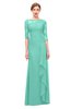 ColsBM Lorin Mint Green Bridesmaid Dresses Column Floor Length Zipper Elbow Length Sleeve Lace Mature