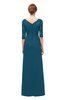 ColsBM Lorin Moroccan Blue Bridesmaid Dresses Column Floor Length Zipper Elbow Length Sleeve Lace Mature