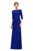 ColsBM Lorin Nautical Blue Bridesmaid Dresses Column Floor Length Zipper Elbow Length Sleeve Lace Mature