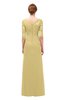 ColsBM Lorin New Wheat Bridesmaid Dresses Column Floor Length Zipper Elbow Length Sleeve Lace Mature