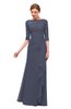 ColsBM Lorin Nightshadow Blue Bridesmaid Dresses Column Floor Length Zipper Elbow Length Sleeve Lace Mature