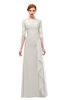 ColsBM Lorin Off White Bridesmaid Dresses Column Floor Length Zipper Elbow Length Sleeve Lace Mature