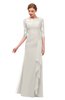ColsBM Lorin Off White Bridesmaid Dresses Column Floor Length Zipper Elbow Length Sleeve Lace Mature