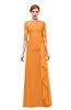 ColsBM Lorin Orange Bridesmaid Dresses Column Floor Length Zipper Elbow Length Sleeve Lace Mature