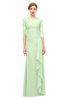 ColsBM Lorin Pale Green Bridesmaid Dresses Column Floor Length Zipper Elbow Length Sleeve Lace Mature