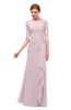 ColsBM Lorin Pale Lilac Bridesmaid Dresses Column Floor Length Zipper Elbow Length Sleeve Lace Mature