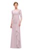 ColsBM Lorin Pale Lilac Bridesmaid Dresses Column Floor Length Zipper Elbow Length Sleeve Lace Mature