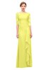 ColsBM Lorin Pale Yellow Bridesmaid Dresses Column Floor Length Zipper Elbow Length Sleeve Lace Mature