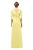ColsBM Lorin Pastel Yellow Bridesmaid Dresses Column Floor Length Zipper Elbow Length Sleeve Lace Mature