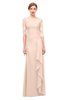 ColsBM Lorin Peach Puree Bridesmaid Dresses Column Floor Length Zipper Elbow Length Sleeve Lace Mature