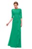 ColsBM Lorin Pepper Green Bridesmaid Dresses Column Floor Length Zipper Elbow Length Sleeve Lace Mature