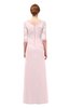ColsBM Lorin Petal Pink Bridesmaid Dresses Column Floor Length Zipper Elbow Length Sleeve Lace Mature