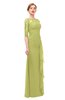 ColsBM Lorin Pistachio Bridesmaid Dresses Column Floor Length Zipper Elbow Length Sleeve Lace Mature