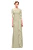 ColsBM Lorin Putty Bridesmaid Dresses Column Floor Length Zipper Elbow Length Sleeve Lace Mature
