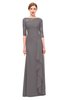 ColsBM Lorin Ridge Grey Bridesmaid Dresses Column Floor Length Zipper Elbow Length Sleeve Lace Mature
