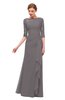 ColsBM Lorin Ridge Grey Bridesmaid Dresses Column Floor Length Zipper Elbow Length Sleeve Lace Mature