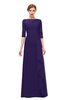 ColsBM Lorin Royal Purple Bridesmaid Dresses Column Floor Length Zipper Elbow Length Sleeve Lace Mature