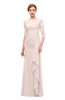 ColsBM Lorin Silver Peony Bridesmaid Dresses Column Floor Length Zipper Elbow Length Sleeve Lace Mature