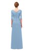 ColsBM Lorin Sky Blue Bridesmaid Dresses Column Floor Length Zipper Elbow Length Sleeve Lace Mature