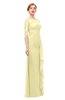 ColsBM Lorin Soft Yellow Bridesmaid Dresses Column Floor Length Zipper Elbow Length Sleeve Lace Mature