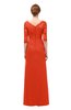 ColsBM Lorin Tangerine Tango Bridesmaid Dresses Column Floor Length Zipper Elbow Length Sleeve Lace Mature