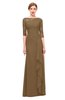 ColsBM Lorin Truffle Bridesmaid Dresses Column Floor Length Zipper Elbow Length Sleeve Lace Mature