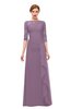 ColsBM Lorin Valerian Bridesmaid Dresses Column Floor Length Zipper Elbow Length Sleeve Lace Mature