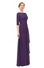 ColsBM Lorin Violet Bridesmaid Dresses Column Floor Length Zipper Elbow Length Sleeve Lace Mature