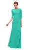ColsBM Lorin Viridian Green Bridesmaid Dresses Column Floor Length Zipper Elbow Length Sleeve Lace Mature