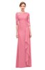 ColsBM Lorin Watermelon Bridesmaid Dresses Column Floor Length Zipper Elbow Length Sleeve Lace Mature