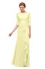 ColsBM Lorin Wax Yellow Bridesmaid Dresses Column Floor Length Zipper Elbow Length Sleeve Lace Mature