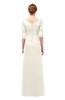 ColsBM Lorin Whisper White Bridesmaid Dresses Column Floor Length Zipper Elbow Length Sleeve Lace Mature