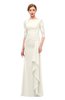 ColsBM Lorin Whisper White Bridesmaid Dresses Column Floor Length Zipper Elbow Length Sleeve Lace Mature
