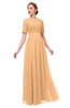 ColsBM Ansley Apricot Bridesmaid Dresses Modest Lace Jewel A-line Elbow Length Sleeve Zip up