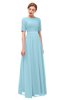 ColsBM Ansley Aqua Bridesmaid Dresses Modest Lace Jewel A-line Elbow Length Sleeve Zip up